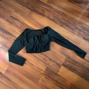 Forever 21 Black Long Sleeve Bustier Top